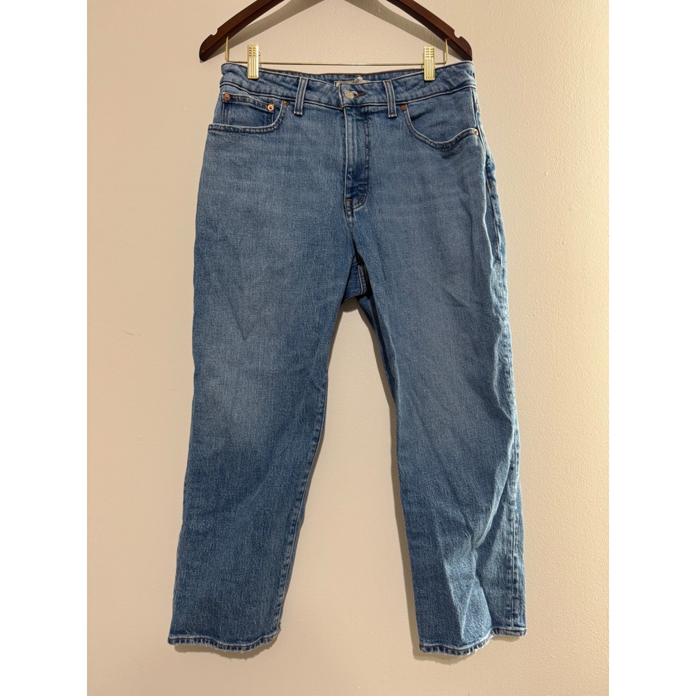 Madewell Curvy 90s Straight Crop Jeans Medium Wash Blue High Rise 30P Petite